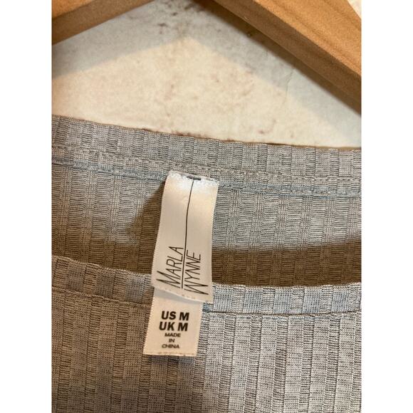 Marla Wynne Top Womens Medium Light Gray Ribbed Long Sleeve Capsule Minimalist - Picture 12 of 13
